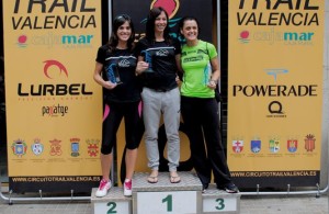 Podio femenino de la carrera corta en el III Trail Vallada. Foto: Organización